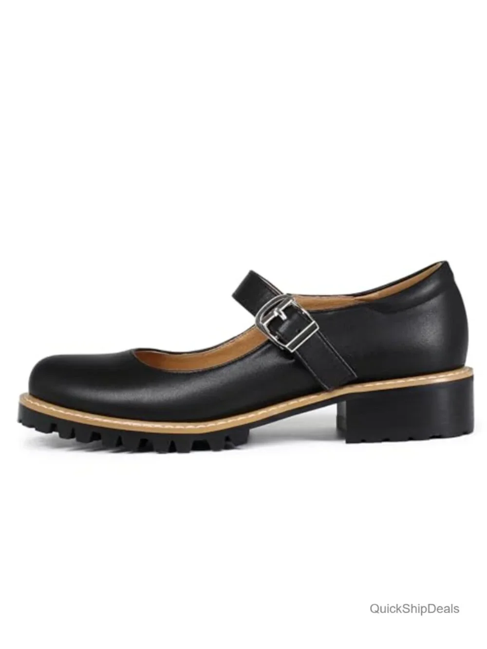 Women's PU Leather Mary Jane Oxfords Flats Chunky Low Heels Platform Retro